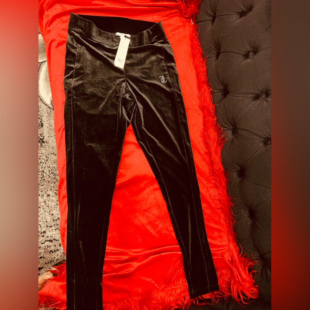 Juicy Couture Velour Leggings with rhinestone logo